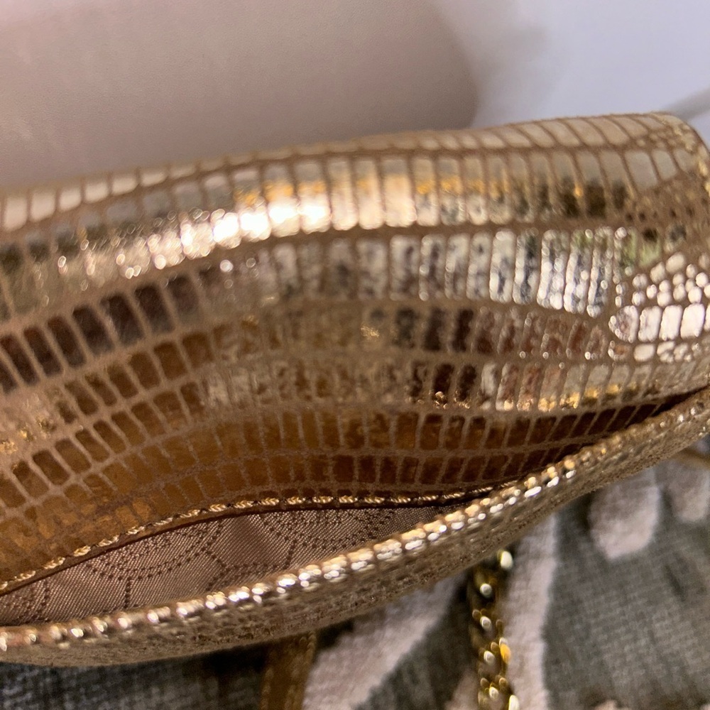 EUC Michael Kors Embossed Mini Gold crossbody bag - Picture 4 of 7
